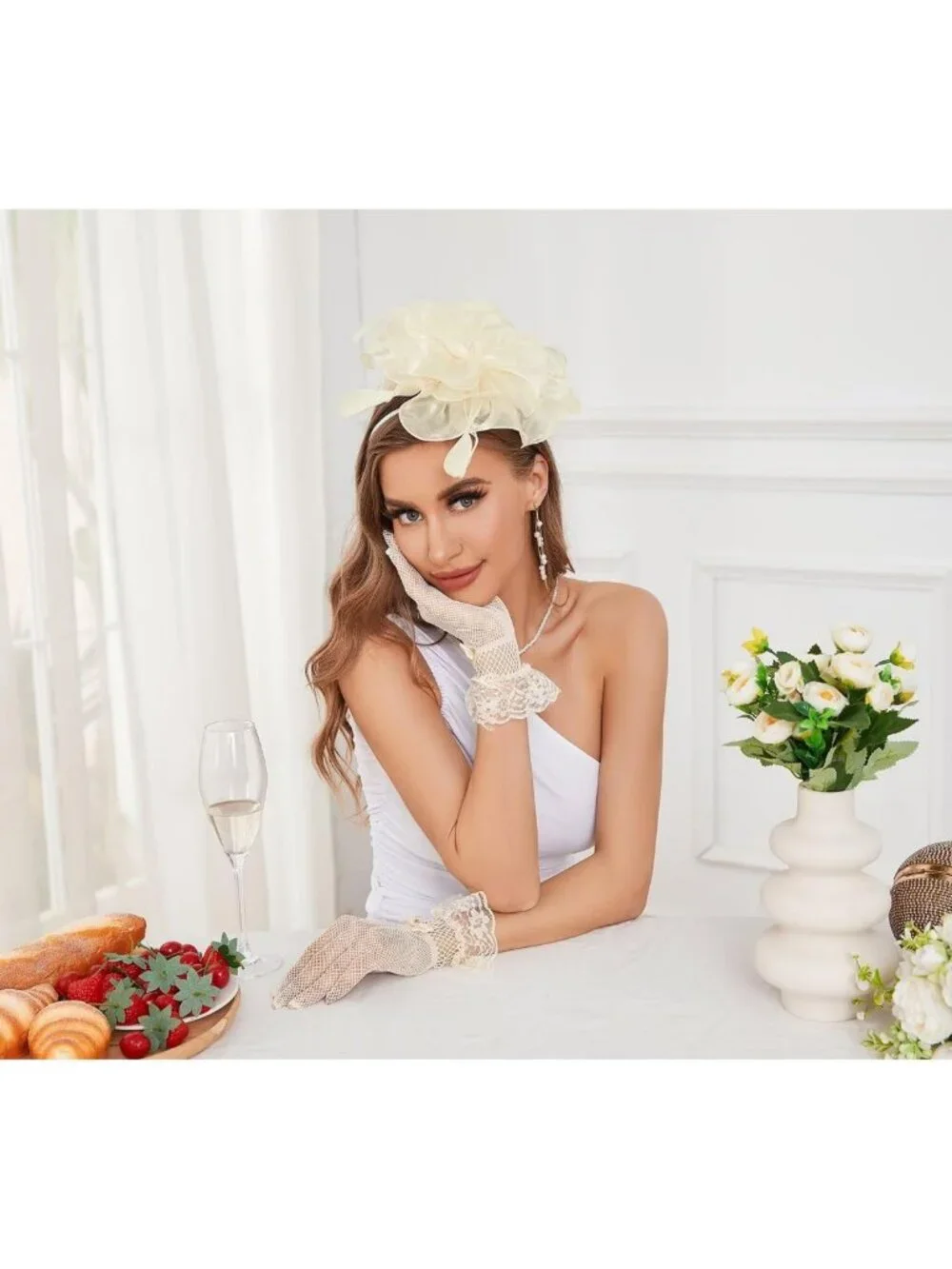 Elegant Feather Fascinator Hat with Veil for Tea Party, Bridal, Wedding Events